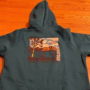 The North Face Forest Green Hoodie with Mountain Graphic